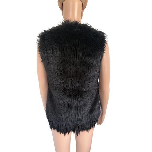 Mob Wife Faux Fur Vest Women’s S Y2K Whimsigoth Rave Grunge Black Fringes - Picture 6 of 9